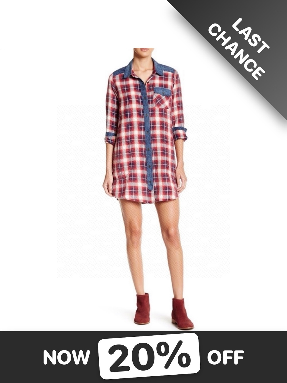 Angie Plaid Button Front Shirt Dress
